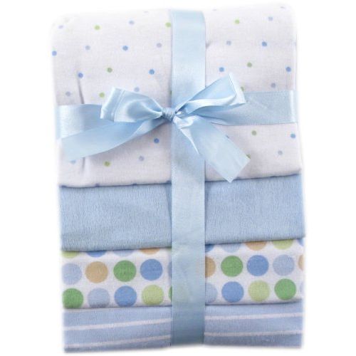  [아마존베스트]Luvable Friends Flannel Receiving Blankets, Blue, 4 Count