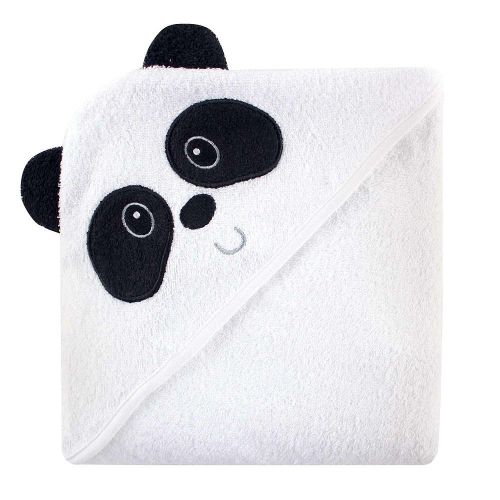  Luvable Friends Unisex Baby Cotton Animal Face Hooded Towel, Panda, One Size