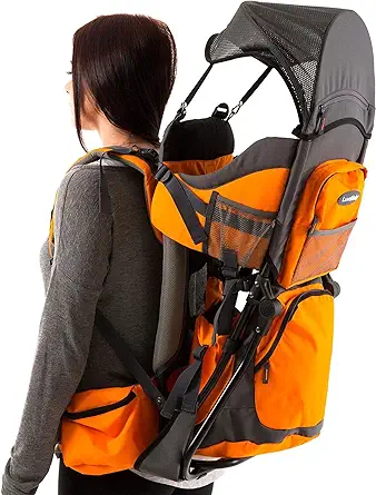 Hiking Baby Carrier Backpack - Comfortable Baby Backpack Carrier - Toddler Hiking Backpack Carrier - Child Carrier Backpack System with Diaper Change Pad, Insulated Pocket + Rain and Sun Hood