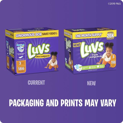  Luvs Ultra Leakguards Disposable Baby Diapers, Size 3, 198Count, ONE MONTH SUPPLY (Packaging May Vary)