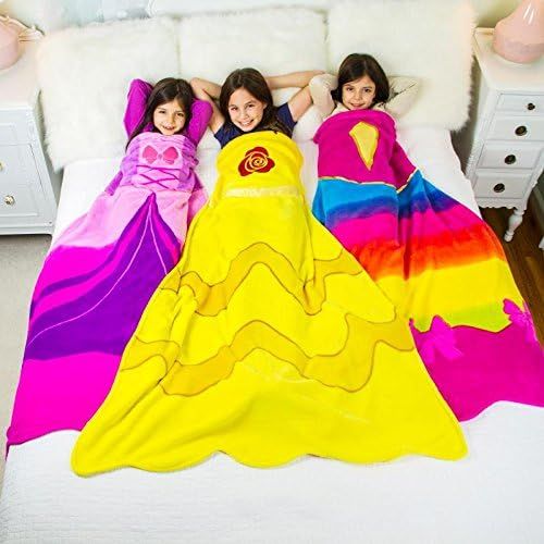  Luvsy Princess Dress Blanket - Throw for Kids, Soft All Season Sleeping Blanket, Lively Yellow Pattern