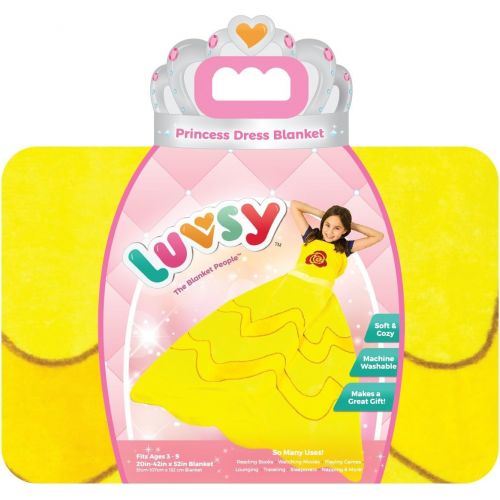  Luvsy Princess Dress Blanket - Throw for Kids, Soft All Season Sleeping Blanket, Lively Yellow Pattern