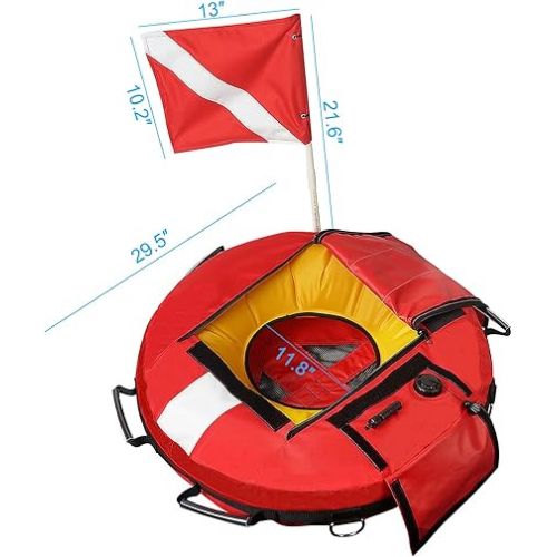  Luwint Hi-Vi Inflatable Dive Float Buoy and 5ft Surface Marker Buoy