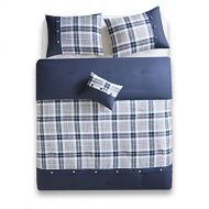 Lux Comfort Spaces Harvey 3 Piece Comforter Set Plaid Perfect for College Dormitory, Guest Room Bedding, Twin/Twin XL, Blue