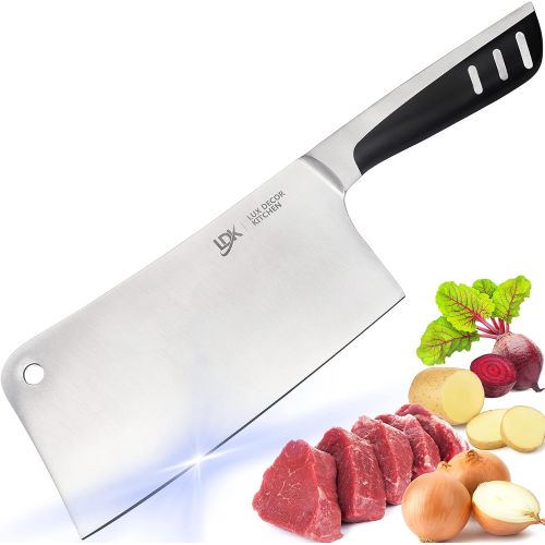  Lux Decor Kitchen Lux Decor Collection Meat Cleaver - 7 Inch Sharp Butcher Knife - High Carbon Stainless Steel Meat & Vegetables Chopper - Cleaver Knife for Home Kitchen & Restaurant