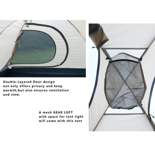  Luxe Tempo 2 Person 4 Season Tents Freestanding for Camping Backpacking Aluminum Poles All Weather Tested & Approved 2 Door 2 Vestibules Reflective