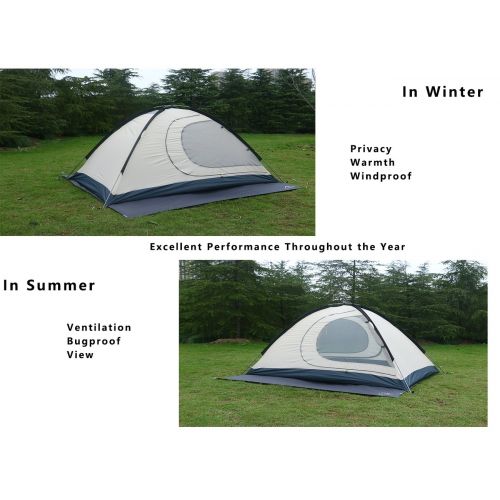  Luxe Tempo 2 Person 4 Season Tents Freestanding for Camping Backpacking Aluminum Poles All Weather Tested & Approved 2 Door 2 Vestibules Reflective