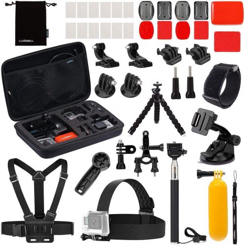  Luxebell Action Camera Accessory Kit for GoPro Hero Black Sliver 10 9 8 7 6 5 4 Session Max Akaso Xiaomi Accessories Tripod Head Chest Bike Mount with Case