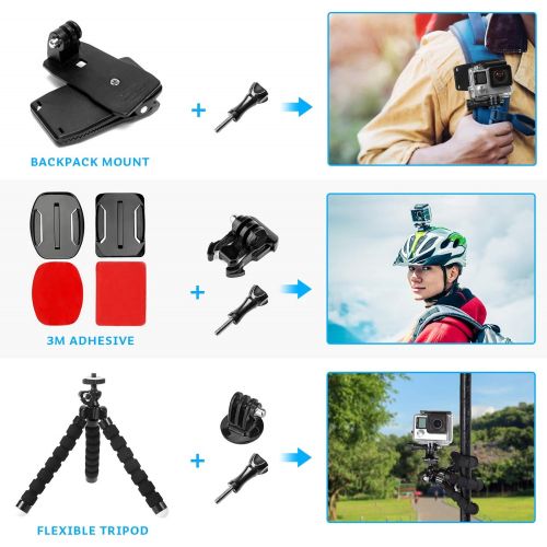  Luxebell Accessories Kit for AKASO EK5000 EK7000 4K WiFi Action Camera GoPro Hero 9 8 7 6 5/Session 5/Hero 4/3+/3/2/1 Max Fusion SJ4000 SJ5000