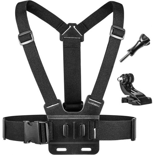  Luxebell Chest Mount Harness Strap for Gopro Hero 8 7 6 5 4 3 3+ Max Session Black Silver Fusion and Sjcam with J-Hook - Fully Adjustable Strap Size