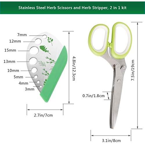  [아마존베스트]Herb Scissors Herb Stripper Set, Luxiv Stainless Steel Herb Cutter Tools 5-Blades Scissors with Herb Stripping Tool, Safe Cover, Cleaning Comb Multi-blade Herb Shears 2 IN 1 Herb T