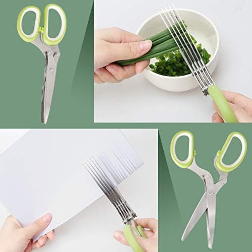  [아마존베스트]Herb Scissors Herb Stripper Set, Luxiv Stainless Steel Herb Cutter Tools 5-Blades Scissors with Herb Stripping Tool, Safe Cover, Cleaning Comb Multi-blade Herb Shears 2 IN 1 Herb T