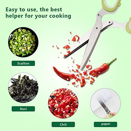  [아마존베스트]Herb Scissors Herb Stripper Set, Luxiv Stainless Steel Herb Cutter Tools 5-Blades Scissors with Herb Stripping Tool, Safe Cover, Cleaning Comb Multi-blade Herb Shears 2 IN 1 Herb T