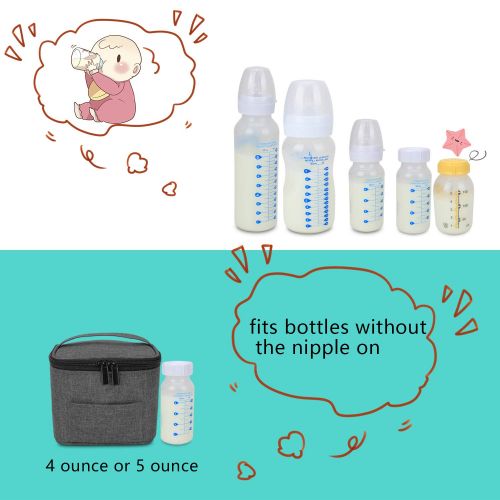  Luxja Kuehltasche fuer Babyflasche (Fuer 4 Flaschen, bis zu 150 ml), Doppelschicht Kuehltasche fuer Muttermilch und Flaschenset (Nur Tasche), Grau