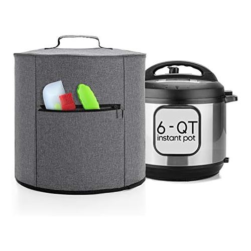  Luxja Cover Compatible with 6 Quart Instant Pot, Pressure Cooker Cover with Zipper Pocket (Compatible with 6 Quart Instant Pot), Gray