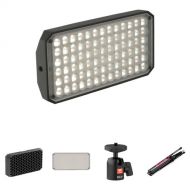 Luxli Fiddle On-Camera RGB LED Light Panel Kit with Ball Head, Diffuser, Grid & Stand