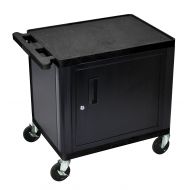 Luxor 26 H Black 2 Shelf Multipurpose Utility AV Cart with Cabinet