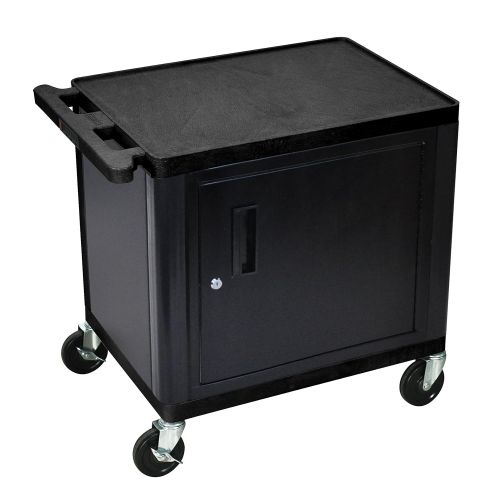  Luxor 26 H Black 2 Shelf Multipurpose Utility AV Cart with Cabinet