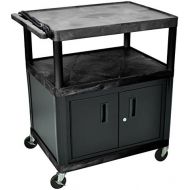 LUXOR LP40CE-B Endura 3-Shelf Presentation Cart with Cabinet, 40-1/4 Height, Black