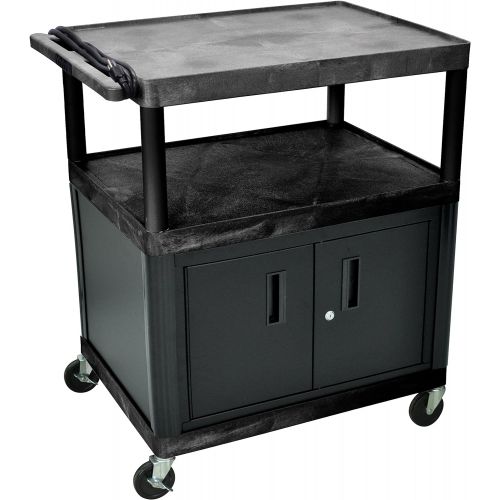  LUXOR LP40CE-B Endura 3-Shelf Presentation Cart with Cabinet, 40-1/4 Height, Black