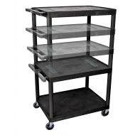 Luxor LELDUO-B Black Endura Multi-Height A/V Multipurpose Utility Cart with 3 Shelf