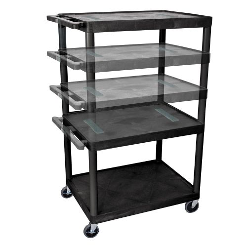  Luxor LELDUO-B Black Endura Multi-Height A/V Multipurpose Utility Cart with 3 Shelf