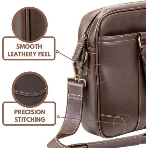  [아마존베스트]Luxorro Laptop Bag for Men | Soft, Messenger Bag for Men W/Hand Stitching | Lasts A Lifetime | Computer Bags W/Unique Wire Hooking System Included | Fits 15-inch Laptop, Dark Brown