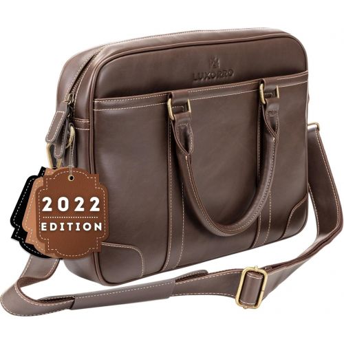  [아마존베스트]Luxorro Laptop Bag for Men | Soft, Messenger Bag for Men W/Hand Stitching | Lasts A Lifetime | Computer Bags W/Unique Wire Hooking System Included | Fits 15-inch Laptop, Dark Brown