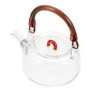 Luxshiny Glass Teapot Glass Kettle with Wood Handle Stovetop Glass Tea Maker for Loose Leaf Tea Clear Teapot for Home Office