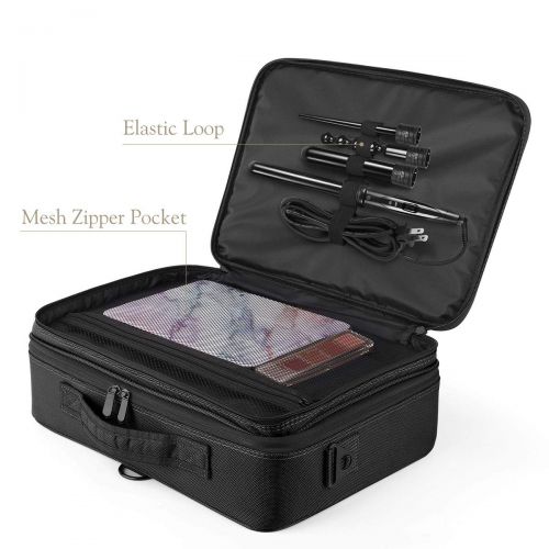  [아마존핫딜][아마존 핫딜] Travel Makeup Case, Luxspire Multilayer Cosmetic Makeup Train Case Portable Makeup Bag Large Cosmetics Makeup Box Organizer With Shoulder Strap and Mirror - Black