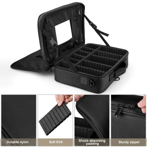  [아마존핫딜][아마존 핫딜] Travel Makeup Case, Luxspire Multilayer Cosmetic Makeup Train Case Portable Makeup Bag Large Cosmetics Makeup Box Organizer With Shoulder Strap and Mirror - Black