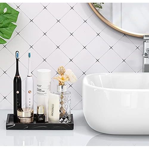  Besuchen Sie den Luxspire-Store Luxspire Badezimmertablett, Harz Vanity Dresser Tablett Teller Organizer Deko Rechteckige Platte fuer Gewebe, Kerzen, Handtuch, Bad Schmuckaufbewahrung Kleine Pflanze Dekorplatte -