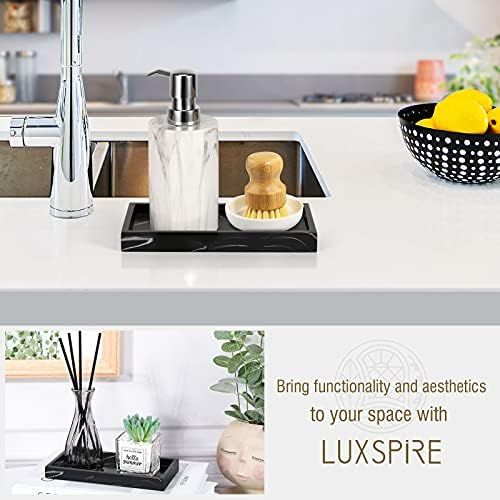  Besuchen Sie den Luxspire-Store Luxspire Badezimmertablett, Harz Vanity Dresser Tablett Teller Organizer Deko Rechteckige Platte fuer Gewebe, Kerzen, Handtuch, Bad Schmuckaufbewahrung Kleine Pflanze Dekorplatte -