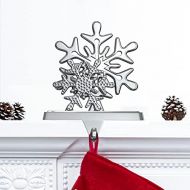 Luxspire Christmas Stocking Holder, Snowflake Stocking Holder for Mantle Fireplace Christmas Decoration - Silver