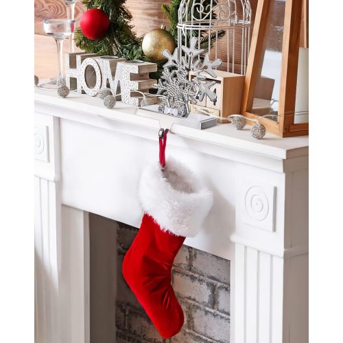  Luxspire Christmas Stocking Holder, Snowflake Stocking Holder for Mantle Fireplace Christmas Decoration - Silver