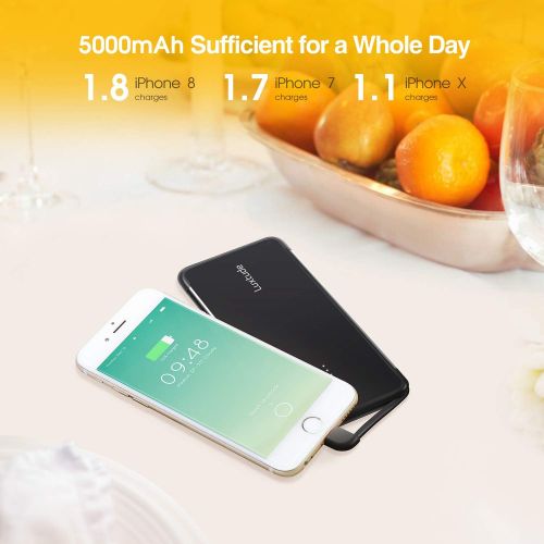  [아마존 핫딜]  [아마존핫딜]Luxtude PowerEasy 5000mAh Ultra Slim Portable Phone Charger for iPhone, Apple Certified Power Bank with Built in Lightning Cable, Fast Charging External Battery Pack for iPhone Xs/