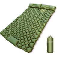 Luxtude Double Sleeping Pad for Camping, Queen Camping Pad with Pillow for 2 Person, Foot Pump Inflating Camping Mattress, Portable Waterproof Air Mattress Sleeping Mat for Backpac