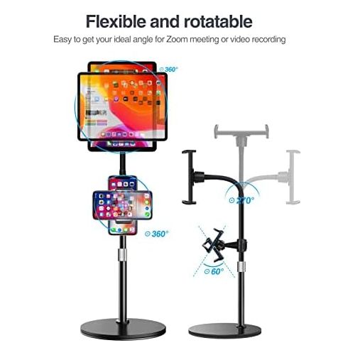  [아마존베스트]Luxtude Tablet stand, gooseneck tablet holder, height adjustable mobile phone stand for table, stable base tablet holder/mobile phone stand for iPhone, iPad Air Mini Pro and other