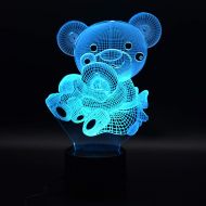 Luxurious Living for Life 3D Illusion USB Powered Mama Bear and Baby Bear Color Changing Infant Night Light with...