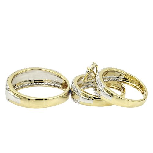  Luxurman 10K Gold Engagement His and Hers Trio Diamond Wedding Ring Set 0.5ct by Luxurman