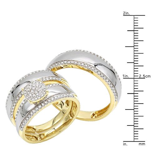  Luxurman 10K Gold Engagement His and Hers Trio Diamond Wedding Ring Set 0.5ct by Luxurman