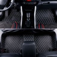 Luxury Auto Mats 2012 to 2019 Audi A6 S6 A7 S7 Leather Custom Fit Floor Mats (Black w/Red)