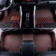 Luxury Auto Mats 2012-2019 Audi A6 S6 A7 S7 Leather Custom Fit Floor Mats (Coffee w/Beige)