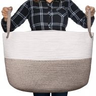 [아마존핫딜][아마존 핫딜] Luxury little Luxury Little Nursery Storage Basket, Size XXXL :: 100% Cotton Rope Hamper with Handles :: Sturdy Baby Bin Organizer for Laundry, Toys, Blankets, Pillows & More, 22 x 22 x 14, Whit