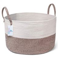 Luxury Little Nursery Storage Basket, Size XXXL :: 100% Cotton Rope Hamper with Handles :: Sturdy Baby Bin Organizer for Laundry, Toys, Blankets, Pillows & More, 22 x 22 x 14, Whit