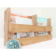 /Luxurygrove Magazine rack, recipe book display, wooden decor, newspaper storage, wooden home decor, menu holder, book shelves, freestanding, wall shelf