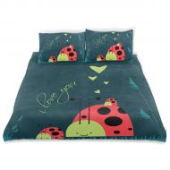 LvShen Cute Snails Heart Kids Bedding Sets Twin Size 3 Pieces Printed Sheets Bed Coverlet Duvet Cover Set with 2 Pillow Cases Shams for Teen Boys Girls