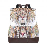 LvShen Leather Ethnic Tribal Lion Backpack Purse for Women Girls School Bookbag Travel Shoulder Bag