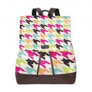 LvShen Leather Colorful Houndstooth Backpack Purse for Women Girls School Bookbag Travel Shoulder Bag