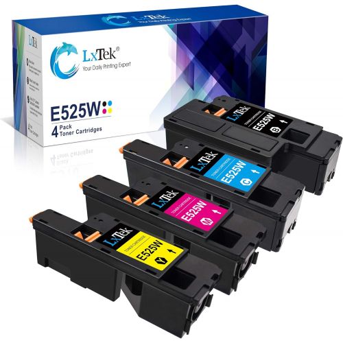  LxTek Compatible Toner Cartridge Replacement for Dell E525W E525 to use with E525W Color Laser Printer, 4 Pack (593 BBJX 593 BBJU 593 BBJV 593 BBJW)
